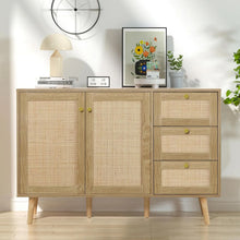 Load image into Gallery viewer, Wood Buffet Cabinet with Storage - 2 Doors, 3 Drawers, Credenza Storage Cabinet