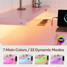 Load image into Gallery viewer, 42&quot; L-Shaped Computer Desk, Reversible Shelves, 42 LED Lights, Pink Carbon Fiber Finish