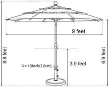 Load image into Gallery viewer, 9ft Solar Market Umbrella with 80 LED Lights | Sunumbrella Fabric