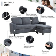 Load image into Gallery viewer, Convertible Sectional Sofa, Modern Linen Fabric L-Shaped Couch 3-Seat Sofa Sectional with Reversible Chaise