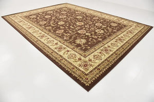 Voyage Collection Traditional Oriental Classic Area Rug 10' x 13' Brown Ivory