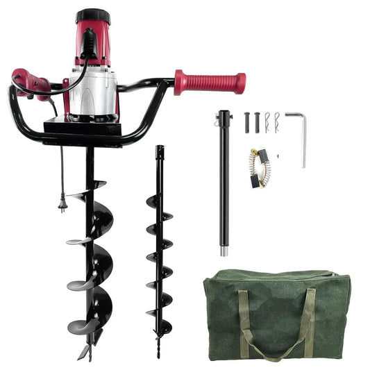 Electric Post-Hole Digger, Earth Auger Digging Drill, 6-Inch & 4-Inch Auger Bit, 1500W Power