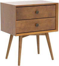 Load image into Gallery viewer, Mid-Century Modern 2-Piece 2-Drawer Solid Wood Nightstand Set | Caramel