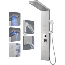 Load image into Gallery viewer, LED Shower Panel Tower System, 5-Function Column, Rainfall &amp; Waterfall Head, 4 Jets