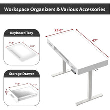 Load image into Gallery viewer, Electric Height Adjustable Desk, 48-Inch, Keyboard Tray, 2 Drawers