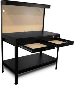 48-Inch Workbench with Power Outlets & Light - Computer Table, Office Desk, Corner