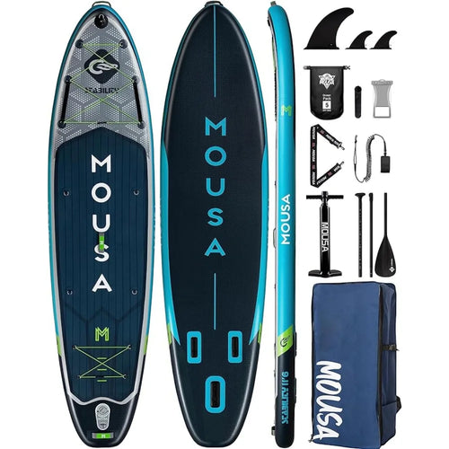 11'6''/11'×34'' Inflatable Paddle Board, Extra Wide, Stable for 2 People, 5 Handles & Shoulder Strap