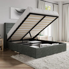 Load image into Gallery viewer, Full Size Upholstered Storage Bed: Lift Up, Modern Design Gray Grey