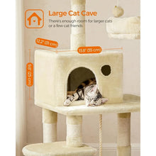 Load image into Gallery viewer, Cat Condo Cat Tower 56.3-Inch with Scratching Posts Hammock Plush Perch Light Gray UPCT