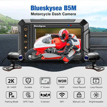 Load image into Gallery viewer, Motorcycle Dash Cam B5M 2K 30fps Dual Wide Angle 150° Lens DVR 3&#39;&#39; IPS Screen