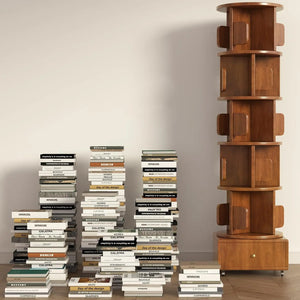 6-Tier Rotating Bookshelf Tower: Spinning, 79" Tall, 360° Narrow Display