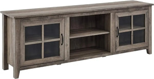 Classic Grey Wash TV Stand - 2 Glass Doors, Fits TVs up to 80 Inches, 70 Inch