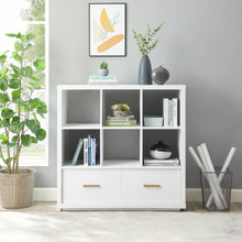 Load image into Gallery viewer, White Finish Better Homes &amp; Gardens Steele 6 Cube Storage Bookcase with Drawers