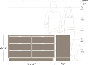 Double Drawer Dresser: Simple Black, 52.5"x29.5"x16", Bedroom Furniture