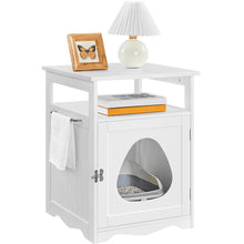 Load image into Gallery viewer, Wooden Cat Litter Box Enclosure with Open Shelf | White