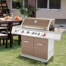 Load image into Gallery viewer, Premium 5-Burner Propane Gas Grill w/Cabinet - Featuring Sear, Rear &amp; Side Burners