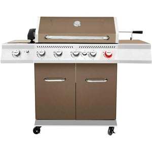 Premium 5-Burner Propane Gas Grill w/Cabinet - Featuring Sear, Rear & Side Burners