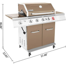 Load image into Gallery viewer, Premium 5-Burner Propane Gas Grill w/Cabinet - Featuring Sear, Rear &amp; Side Burners