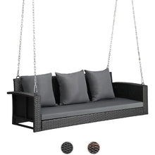 Load image into Gallery viewer, 5 Ft Outdoor Patio Swing Bench - 800 LBS Weight Capacity, Wicker &amp; Cushions