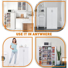 Load image into Gallery viewer, White 50&quot; LED Kitchen Pantry Cabinet - Food Storage Cupboard with Adjustable Shelves &amp; Racks