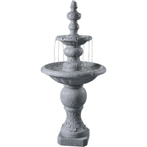 52" Two-Tier Outdoor Water Fountain - Realistic Icy Stone Texture for Patio