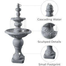 Load image into Gallery viewer, 52&quot; Two-Tier Outdoor Water Fountain - Realistic Icy Stone Texture for Patio