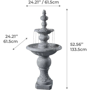 52" Two-Tier Outdoor Water Fountain - Realistic Icy Stone Texture for Patio