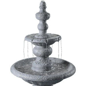 52" Two-Tier Outdoor Water Fountain - Realistic Icy Stone Texture for Patio