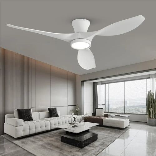 52-Inch Ceiling Fan with Lights - Modern Low Profile, Quiet Reversible DC Motor