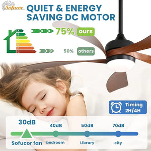 52" Smart Ceiling Fan | Indoor/Outdoor with Lights & Remote for Bedroom/Patio