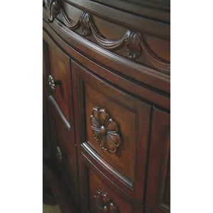 Luxurious North Shore Nightstand Marble Inlay Top 3 Drawers Dark Brown Finish