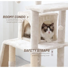 Load image into Gallery viewer, Indoor Cat Tree Tower 53&quot;: Multi-Level w/ Sisal Post, Condo, Hammock, Ball for Cats