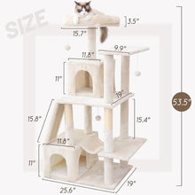 Load image into Gallery viewer, Indoor Cat Tree Tower 53&quot;: Multi-Level w/ Sisal Post, Condo, Hammock, Ball for Cats