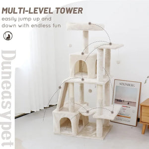 Indoor Cat Tree Tower 53": Multi-Level w/ Sisal Post, Condo, Hammock, Ball for Cats