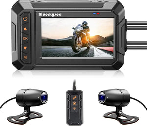 Motorcycle Dash Cam B5M 2K 30fps Dual Wide Angle 150° Lens DVR 3'' IPS Screen