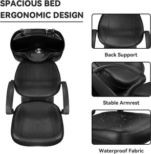 Shampoo Backwash Chair, ABS Plastic | Salon Spa Beauty Shampoo Bowl Chair, Black