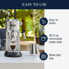 Load image into Gallery viewer, De&#39;Longhi Dedica EC680M Espresso Machine: Coffee/Cappuccino Maker, Milk Frother