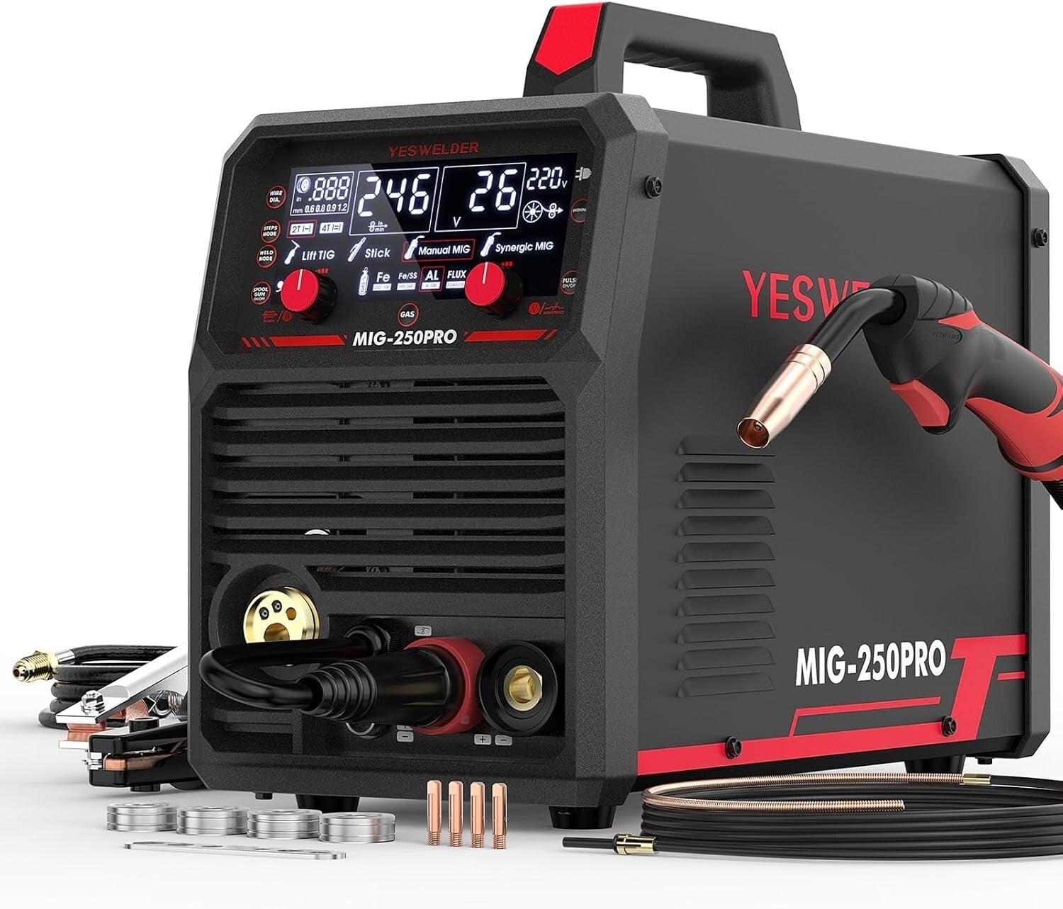 Lightweight 250Amp 220V MIG Welder - Automatic Safety & Multi-Wire Compatibility