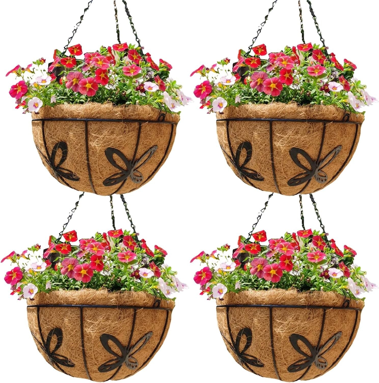 Classic 14-Inch Outdoor Hanging Baskets - Durable Design with Coco Fiber Liners