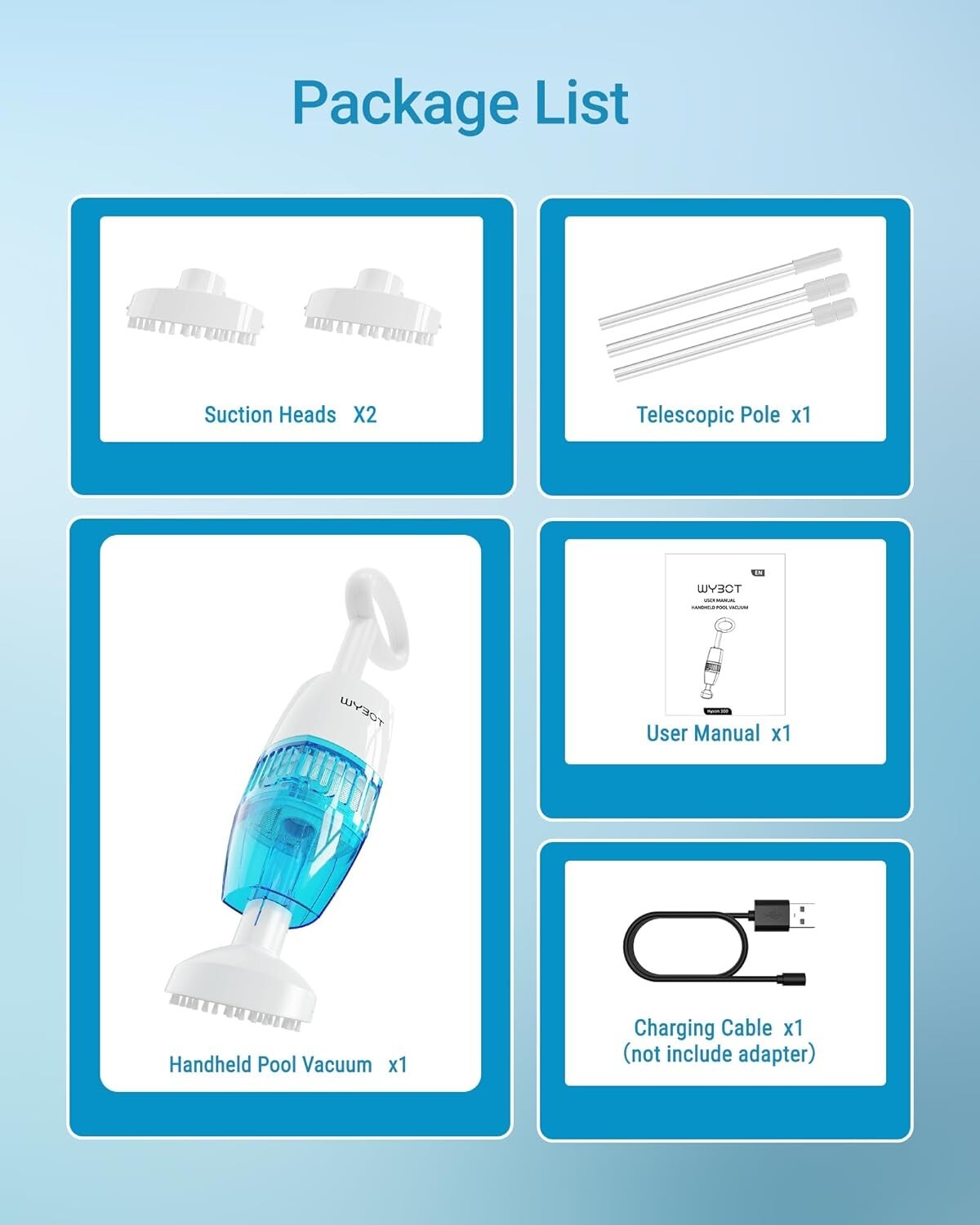 2024 Handheld Cordless Pool Vacuum with Dual Brush Heads for Effortless Cleaning