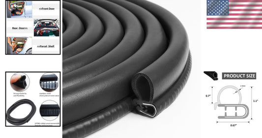 Versatile Noiseless Door Seal - 50FT Automotive Weather Stripping for Cars & RVs