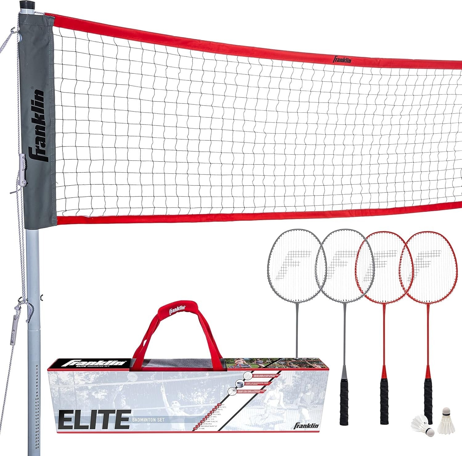 Champion Badminton Net Set - Sturdy Poles, Rackets, and Birdies for Backyard Fun