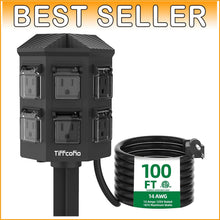 Load image into Gallery viewer, Versatile 100 FT Weatherproof Extension Cord with 6 Outlets for Outdoor Use