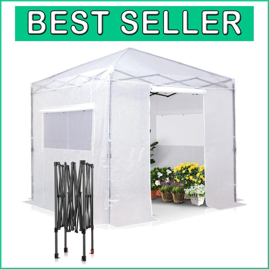Spacious 8x8 ft Portable Greenhouse with Roll-Up Zippers for Ideal Growth