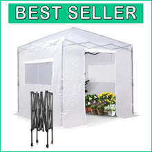 Load image into Gallery viewer, Spacious 8x8 ft Portable Greenhouse with Roll-Up Zippers for Ideal Growth