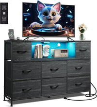 Load image into Gallery viewer, Stylish Charcoal Black 8-Drawer Dresser for Living Room &amp; Bedroom with USB Ports