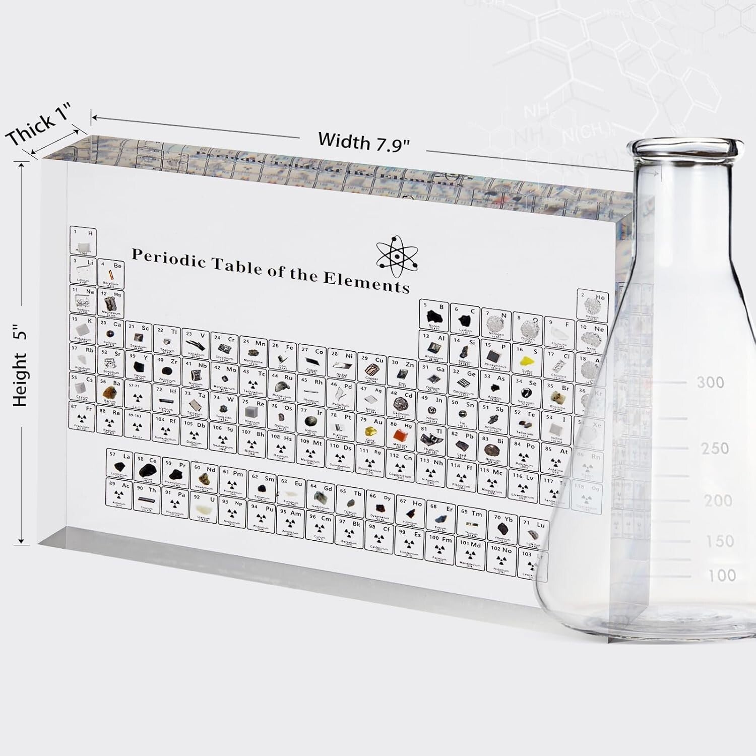 Large Acrylic Periodic Table with Real Elements - Unique Gift for Science Lovers