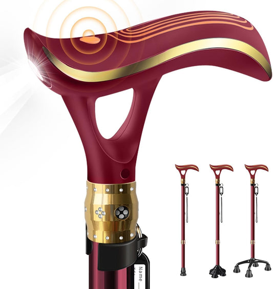 Versatile Telescopic Walking Cane for Seniors - Features LED and Alarm Systems