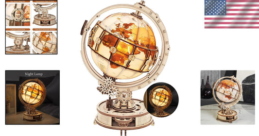 Educational 180pcs 3D Wooden Puzzle Globe with LED: Perfect for Home Decoration