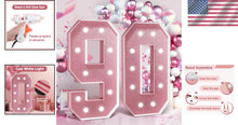 Load image into Gallery viewer, Glamorous 90 Year Old Birthday Marquee Sign - 4FT Lighted Rose Gold Display